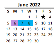 District School Academic Calendar for Porter Ridge Middle School for June 2022