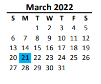 District School Academic Calendar for Hemby Bridge Elementary for March 2022
