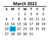 District School Academic Calendar for East Elementary for March 2022