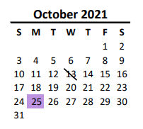 District School Academic Calendar for East Elementary for October 2021