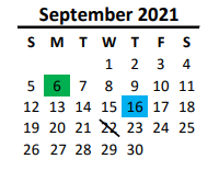 District School Academic Calendar for South Providence for September 2021