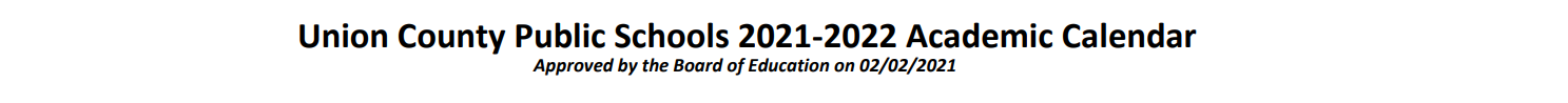 District School Academic Calendar for East Union Middle