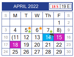 District School Academic Calendar for Nye Elementary for April 2022