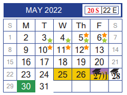 District School Academic Calendar for Juvenille Justice Alternative Prog for May 2022