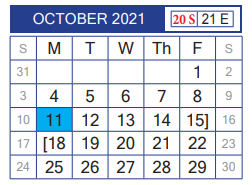 District School Academic Calendar for Nye Elementary for October 2021