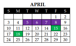 District School Academic Calendar for Valley Mills Daep for April 2022