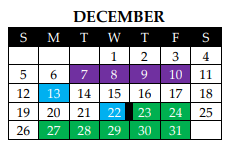 District School Academic Calendar for Valley Mills Junior High for December 2021