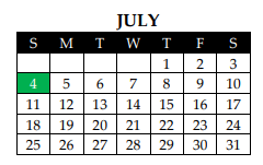 District School Academic Calendar for Valley Mills Elementary for July 2021