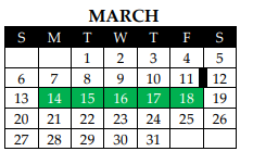 District School Academic Calendar for Mclennan County Challenge Academy for March 2022
