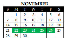 District School Academic Calendar for Valley Mills Junior High for November 2021