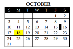 District School Academic Calendar for Mclennan County Challenge Academy for October 2021