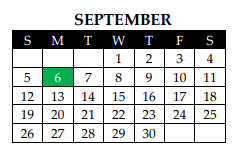 District School Academic Calendar for Valley Mills Elementary for September 2021