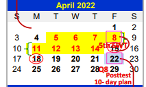 District School Academic Calendar for Valley View South Elementary for April 2022