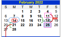 District School Academic Calendar for Valley View South Elementary for February 2022
