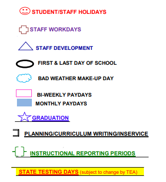 District School Academic Calendar Legend for Valley View South Elementary