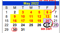 District School Academic Calendar for Valley View South Elementary for May 2022