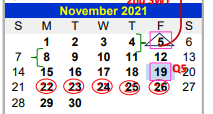 District School Academic Calendar for Valley View South Elementary for November 2021