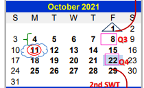 District School Academic Calendar for Valley View South Elementary for October 2021