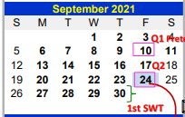 District School Academic Calendar for Valley View South Elementary for September 2021
