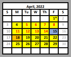 District School Academic Calendar for Valley View High School for April 2022