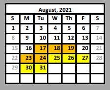 District School Academic Calendar for Valley View High School for August 2021