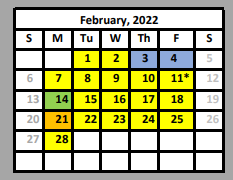 District School Academic Calendar for Valley View Elementary for February 2022
