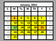 District School Academic Calendar for Valley View High School for January 2022