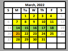 District School Academic Calendar for Valley View Elementary for March 2022