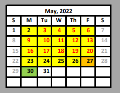 District School Academic Calendar for Valley View High School for May 2022
