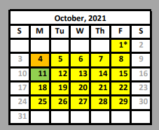 District School Academic Calendar for Valley View Elementary for October 2021