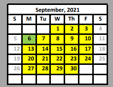 District School Academic Calendar for Valley View High School for September 2021