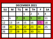 District School Academic Calendar for Van High School for December 2021