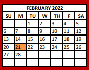 District School Academic Calendar for Van High School for February 2022