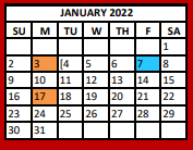 District School Academic Calendar for Van Daep for January 2022