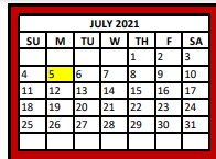 District School Academic Calendar for Van High School for July 2021