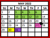 District School Academic Calendar for Van High School for May 2022