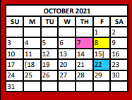 District School Academic Calendar for Van Daep for October 2021