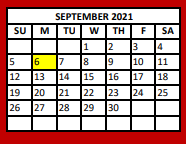 District School Academic Calendar for Van Daep for September 2021