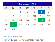 District School Academic Calendar for Collinsville Aep for February 2022