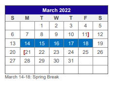 District School Academic Calendar for Collinsville Aep for March 2022