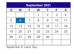 District School Academic Calendar for Van Alstyne Elementary for September 2021