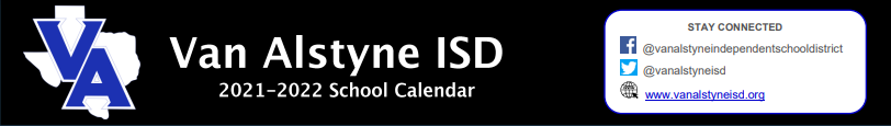 District School Academic Calendar for Van Alstyne Junior High