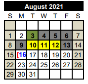 District School Academic Calendar for Matagorda Co Alter for August 2021