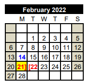 District School Academic Calendar for Van Vleck Elementary for February 2022