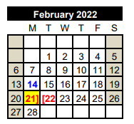 District School Academic Calendar for Matagorda Co Alter for February 2022