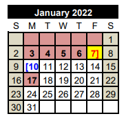 District School Academic Calendar for Matagorda Co Alter for January 2022