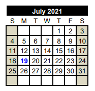 District School Academic Calendar for Matagorda Co Alter for July 2021