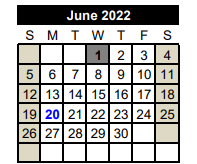 District School Academic Calendar for Van Vleck High School for June 2022