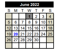 District School Academic Calendar for Matagorda Co Alter for June 2022