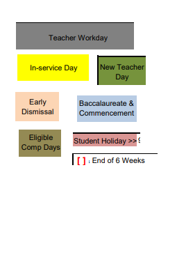 District School Academic Calendar Legend for E Rudd Intermediate
